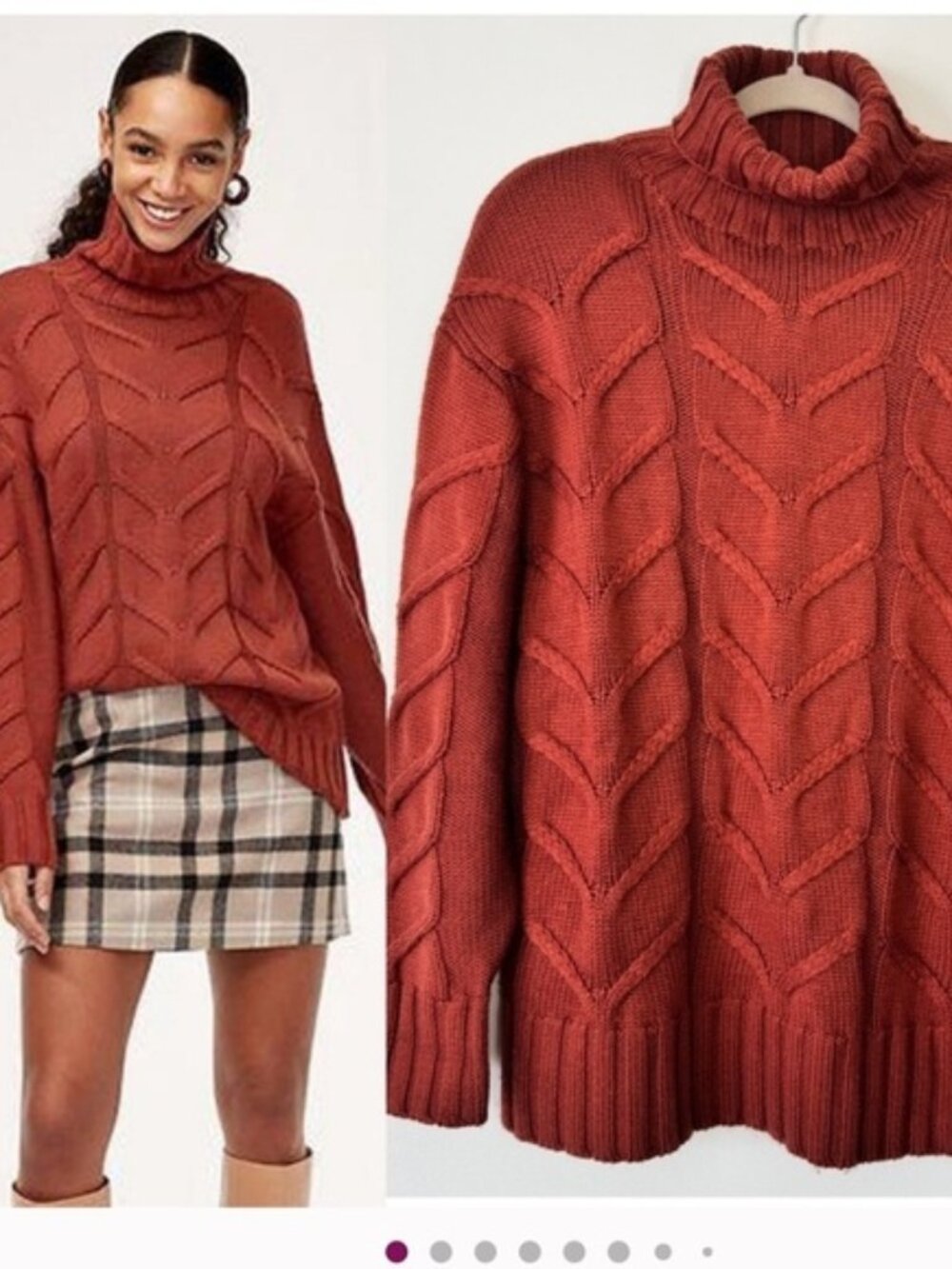 Aritzia Wilfred Champeaux Merino Wool Cable Knit Turtleneck Sweater Size Large